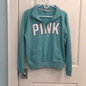 VS PINK Teal Quarter Zip Sweatshirt